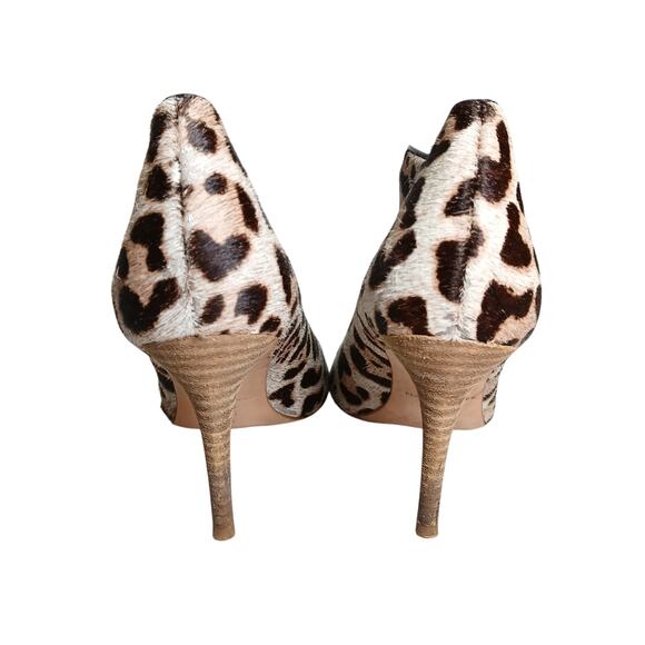 Elaine Turner Leopard Print Cow Hair Peep Toe Bootie Heels Womens SZ 6.5 MobWife - Picture 5 of 9